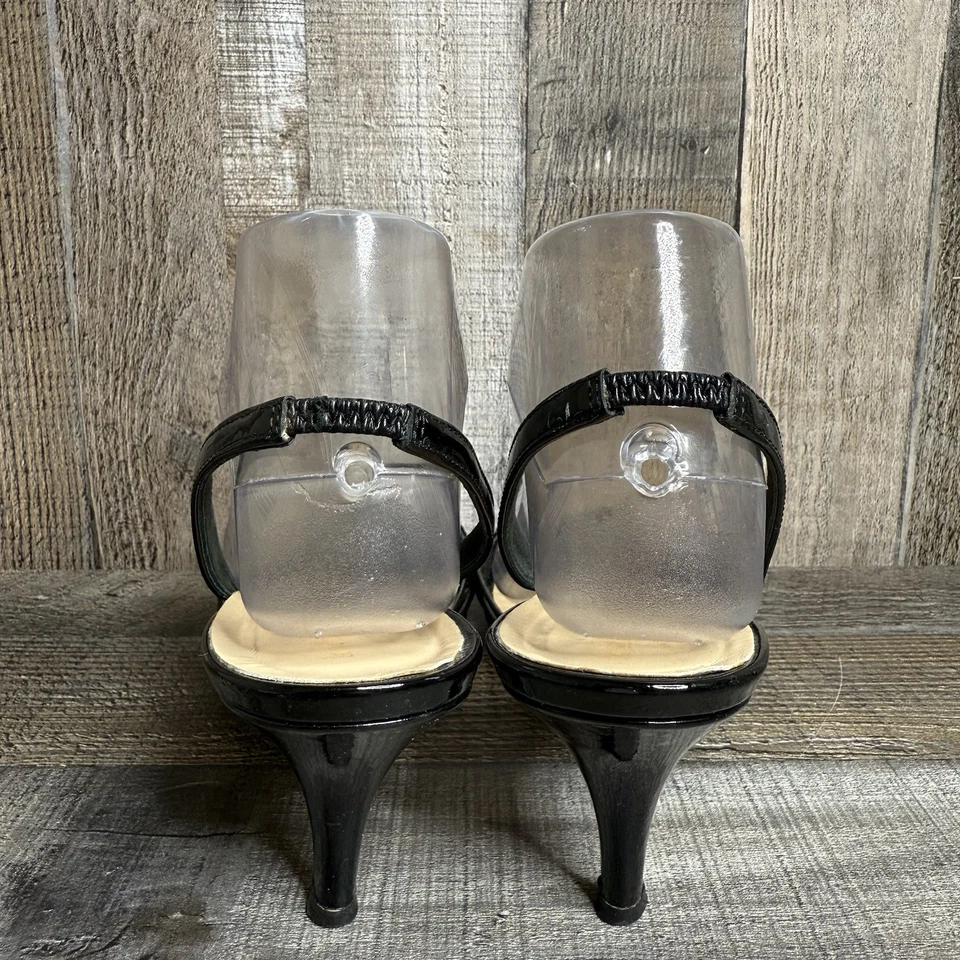 Womens Kate Spade Black Patent Leather Italy Peep Toe Slingback Heels Size 8 B - Image 4 of 4