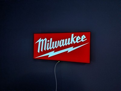 Milwaukee LED Light Box Sign - Tool Wall Art Garage Home Art Decor