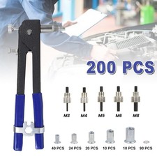 200PCS Threaded Nut Riveter Gun M3-M8 Insert Tool Riveter Rivnut Nutsert Kit~