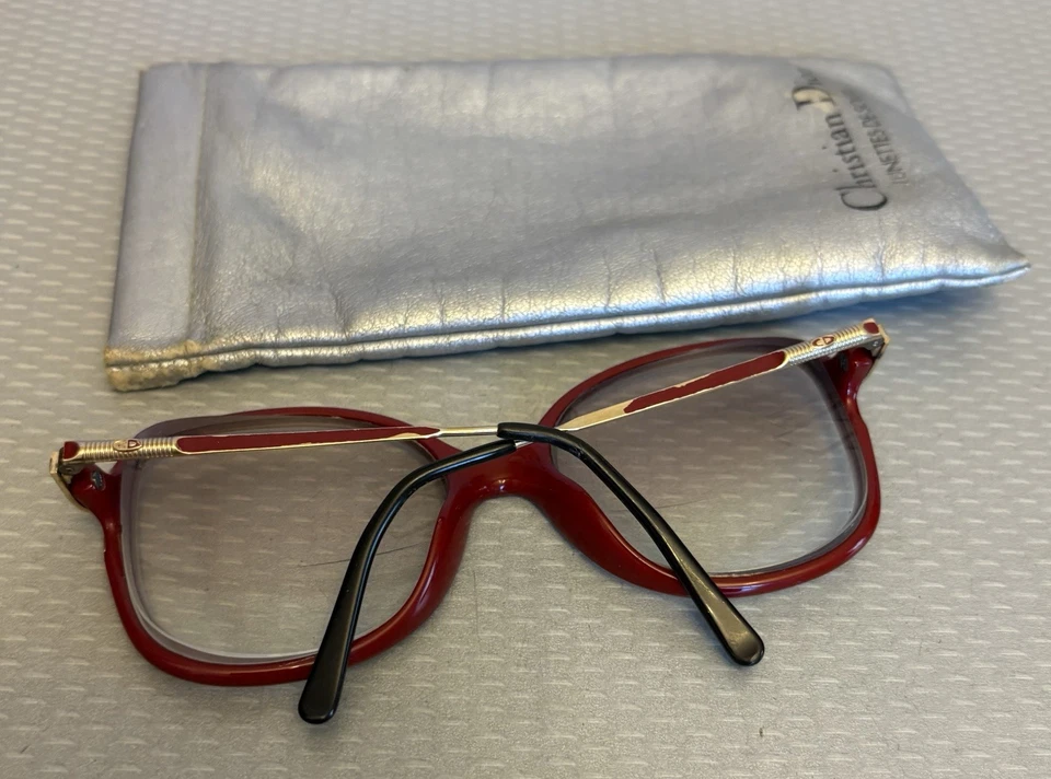 Monturas de gafas rojas de gran tamaño Christian Dior vintage mod Austria 2299 con bolsa Foto 3 de 4
