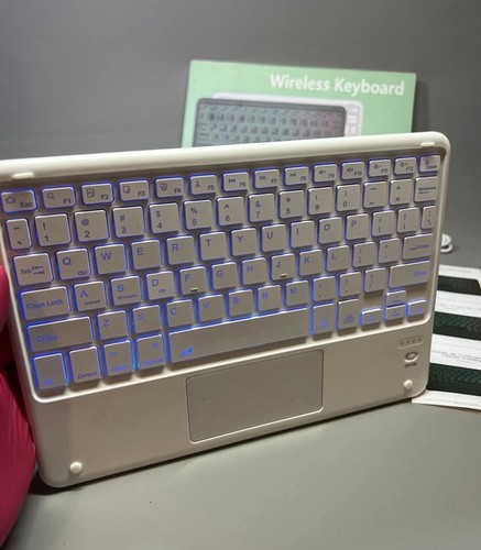 Ultra Slim Bluetooth Touchpad Keyboard 7 Colors Backlit Wireless Portable Stable - Photo 16/21
