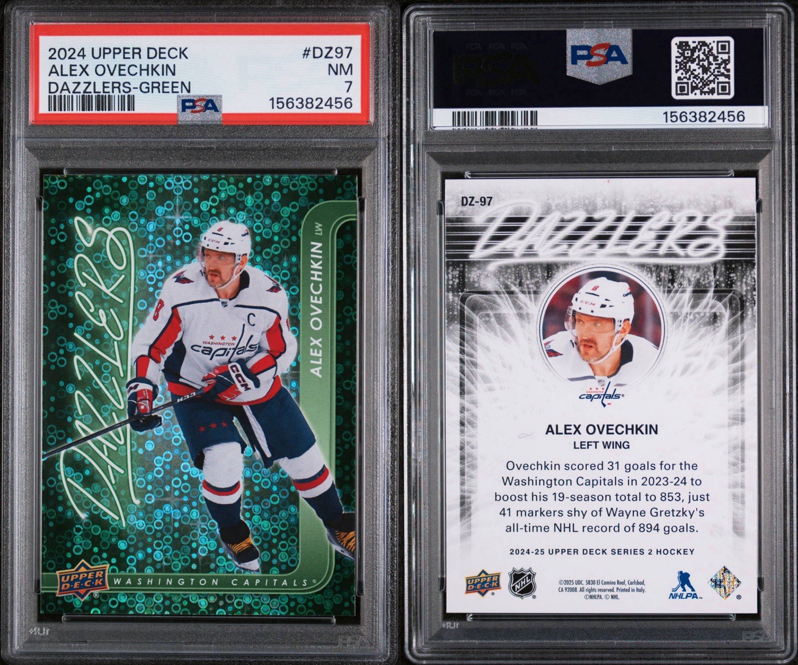 Alex Ovechkin PSA 7 2024 Green Dazzlers #DZ97 view 3