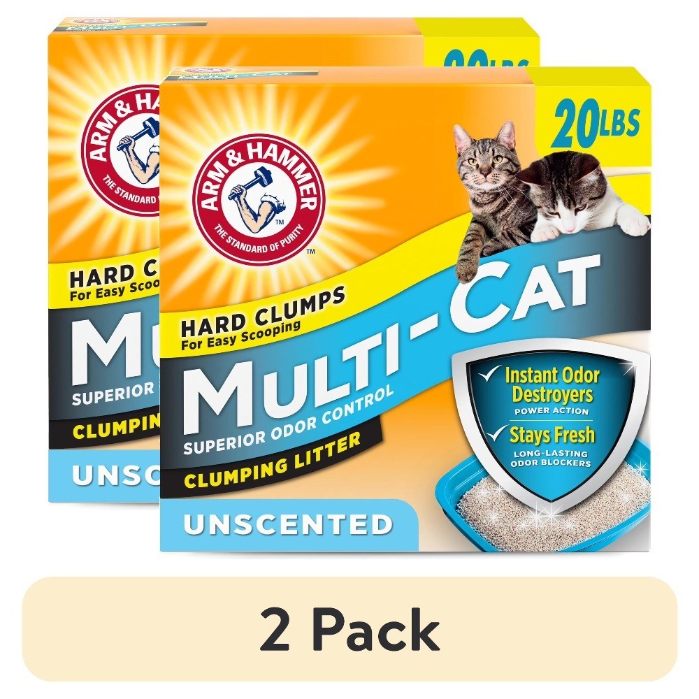 Multi-Cat Clumping Kitty Litter Unscented Natural Clay 20 lb 2 Pack