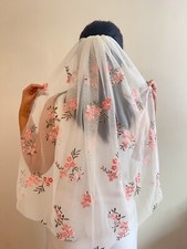Wildflower veil, Embroidered flower veil, Floral wedding veil, Bridal veil with