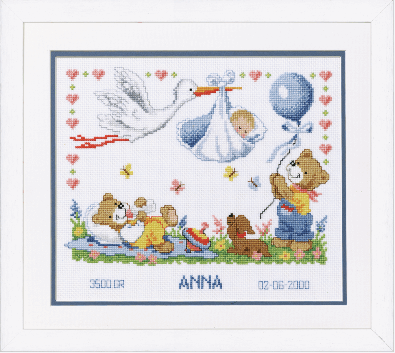 Vervaco Counted cross stitch kit Stork brings baby, DIY - Image 3