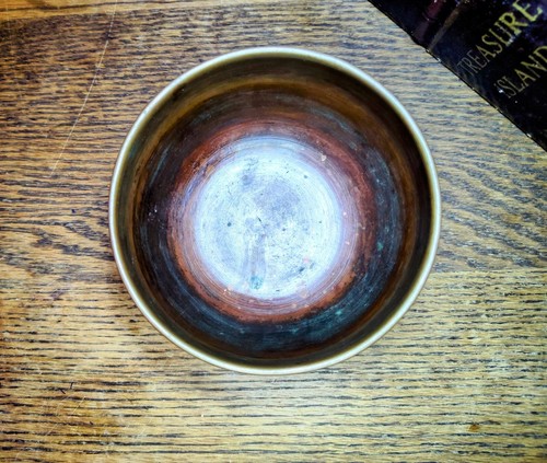 Vintage 19th Century Indian Hindu Gods Tanjore Brass Silver Overlay Bowl / Vase - Picture 9 of 12