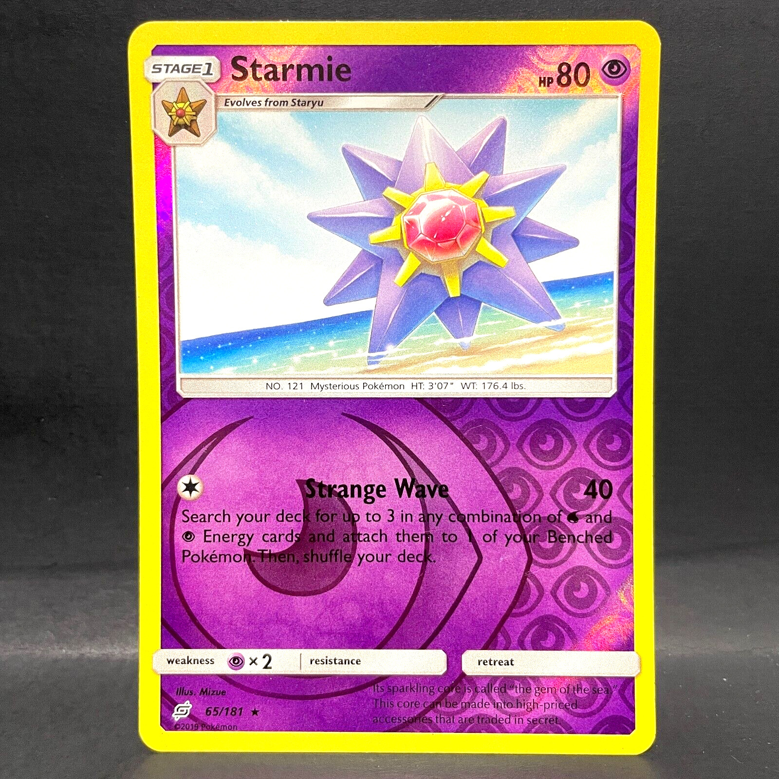 2019 POKEMON TEAM UP STARMIE 65/181 REVERSE HOLO (RARE)