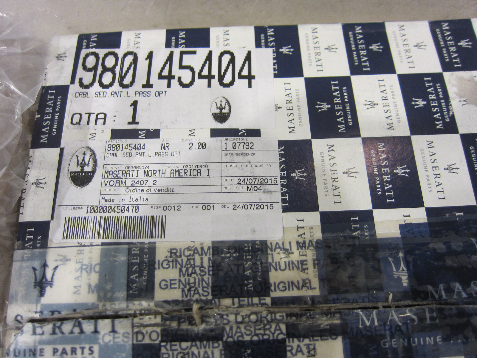 Maserati GranTurismo. Rh Passeger Side Front Seat Wire Harness. Part# 980145404