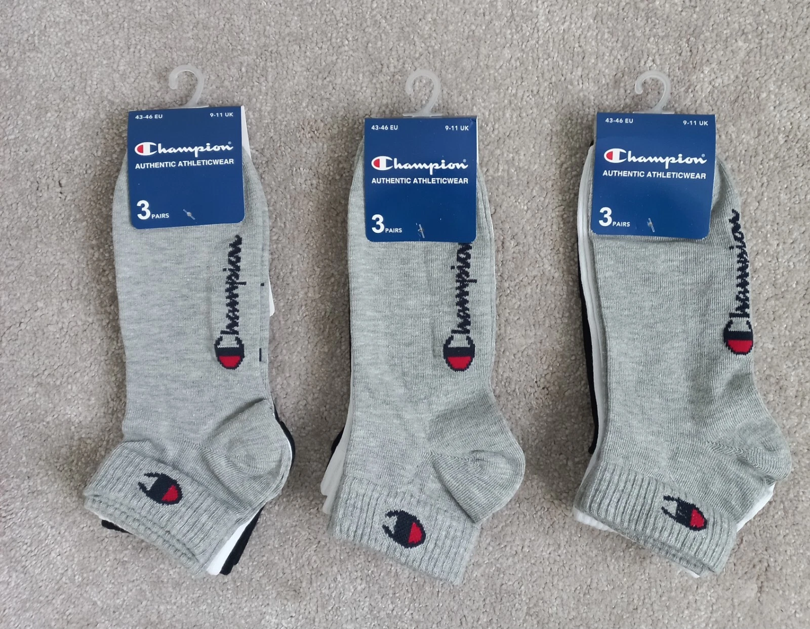 9 PAIRS Champion Adult Ankle Socks New Regular Cotton Trainer Sport Size 9-11