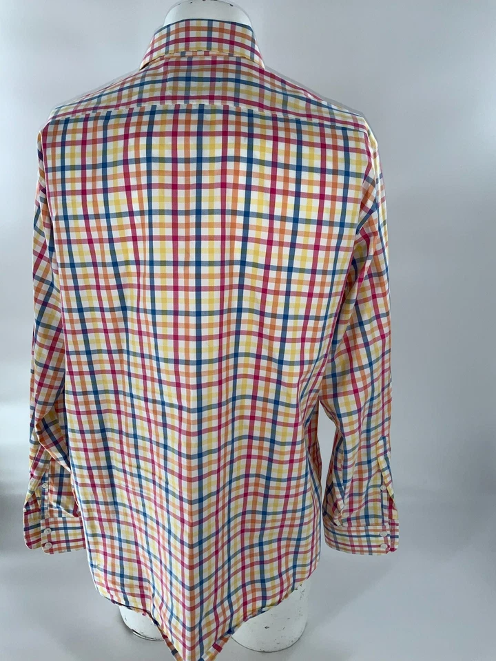 Camisa Thomas Rosa Mejor Sarga Botón Hombres M Rosa Azul Amarillo Guinga YGI A2-869 Foto 4 de 4