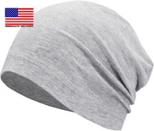 Lightweight Cotton Beanie, Summer Skull Caps, Breathable Thin Sleep Hats for Run