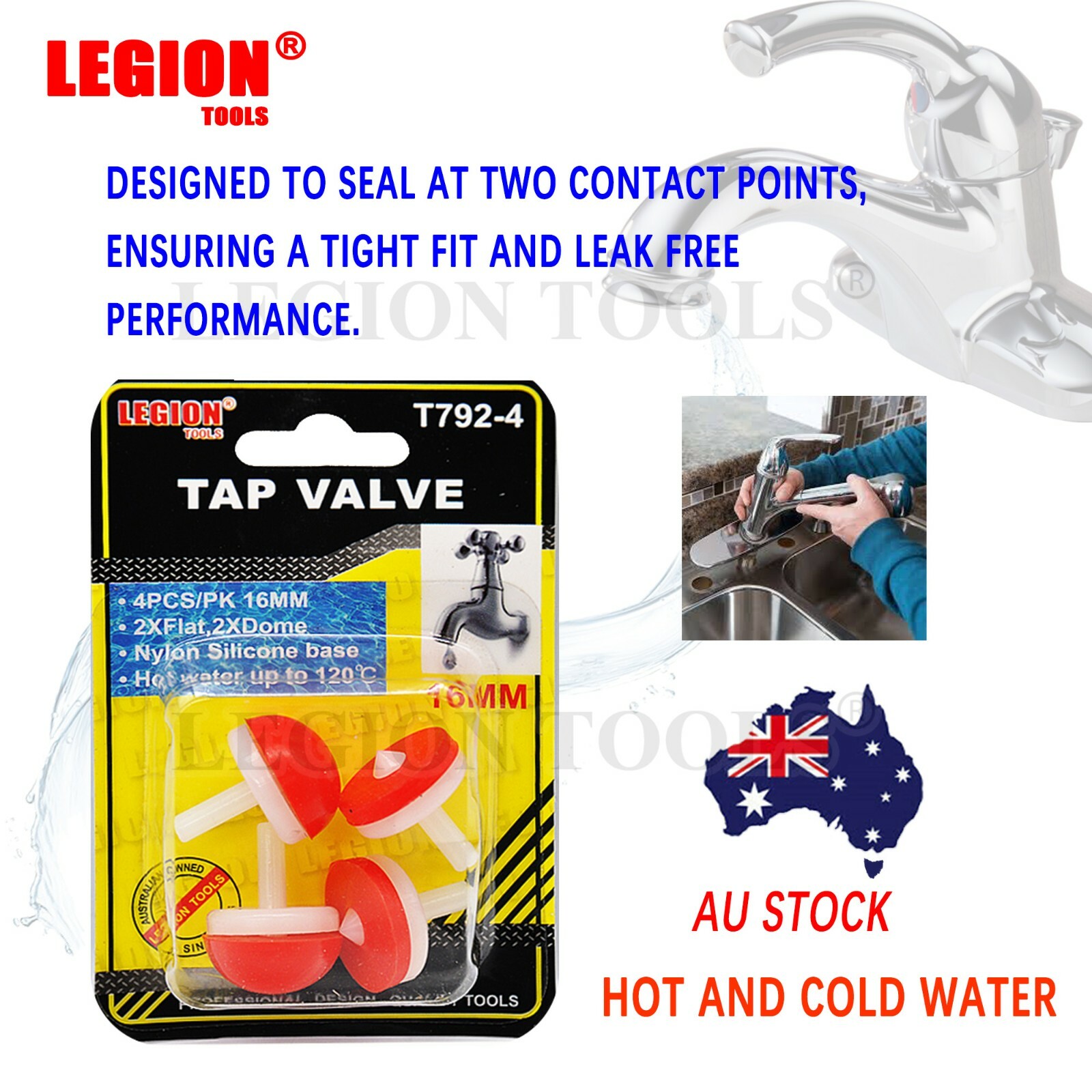 Tap washers Jumper Valves 4PC/Pack Nylon Silicone Base 16mm HOT/COLD 2