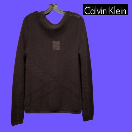 Calvin Klein NEW Geometric Crochet-Mesh Semi-Sheer Sweater Top M - Picture 9 of 12