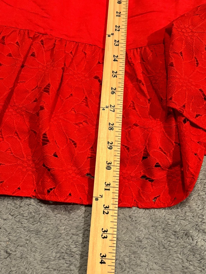 Vestido Flying Tomato Mujer XS Rojo Encaje Forrado Boho Media Manga Foto 4 de 4