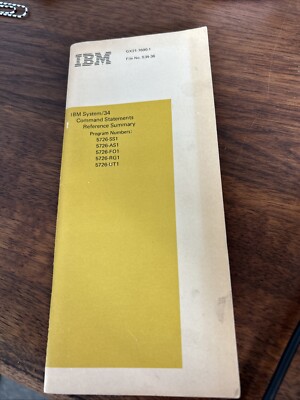 IBM System/34 Reference Summary 1977/1978 second edition | eBay