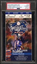 ROGER CLEMENS SIGNED 2000 WORLD SERIES GAME 2 PIAZZA BAT BASEBALL TICKET PSA/DNA