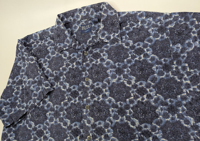 Bleu by Arrow Hawaiian Loop Collar Shirt Large Button Up Short Sleeve Floral