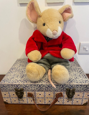 Vintage BHS Maus in roter Jacke Wärmflaschenbezug Pyjama Etui Stofftier 20 Zoll