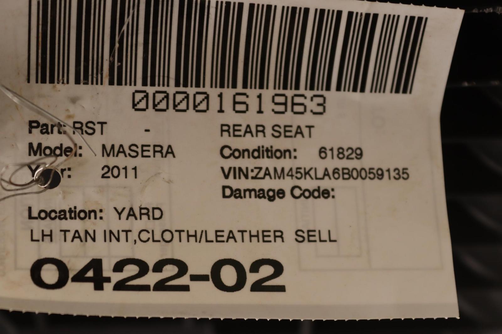 2008-2012 MASERATI GRANTURISMO S REAR LEFT SIDE SEAT LOWER CUSHION BOTTOM OEM