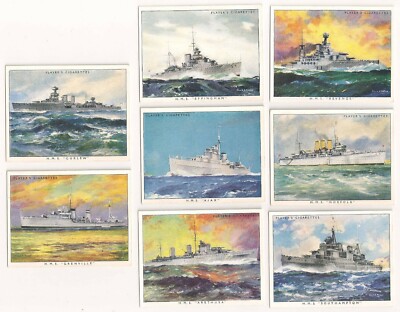 1939  British Naval Craft Tobacco Card Lot (8 Different)  John Player & Sons