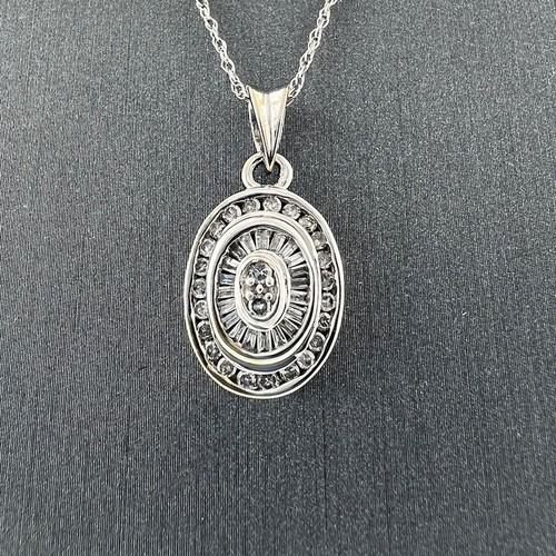 10k White Gold Diamond Multi Layered Pendant Approx .50 TCW - Picture 4 of 7