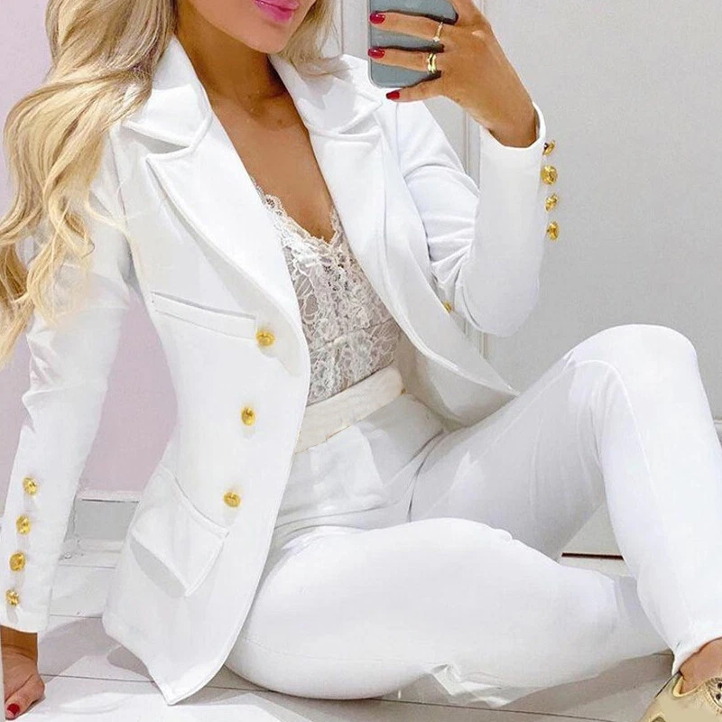 Damen-Set Aus Blazer Und Hose Mit Bündchen Formelle Büro-Ol-Outfits ♪ ▽ - Bild 1 von 4