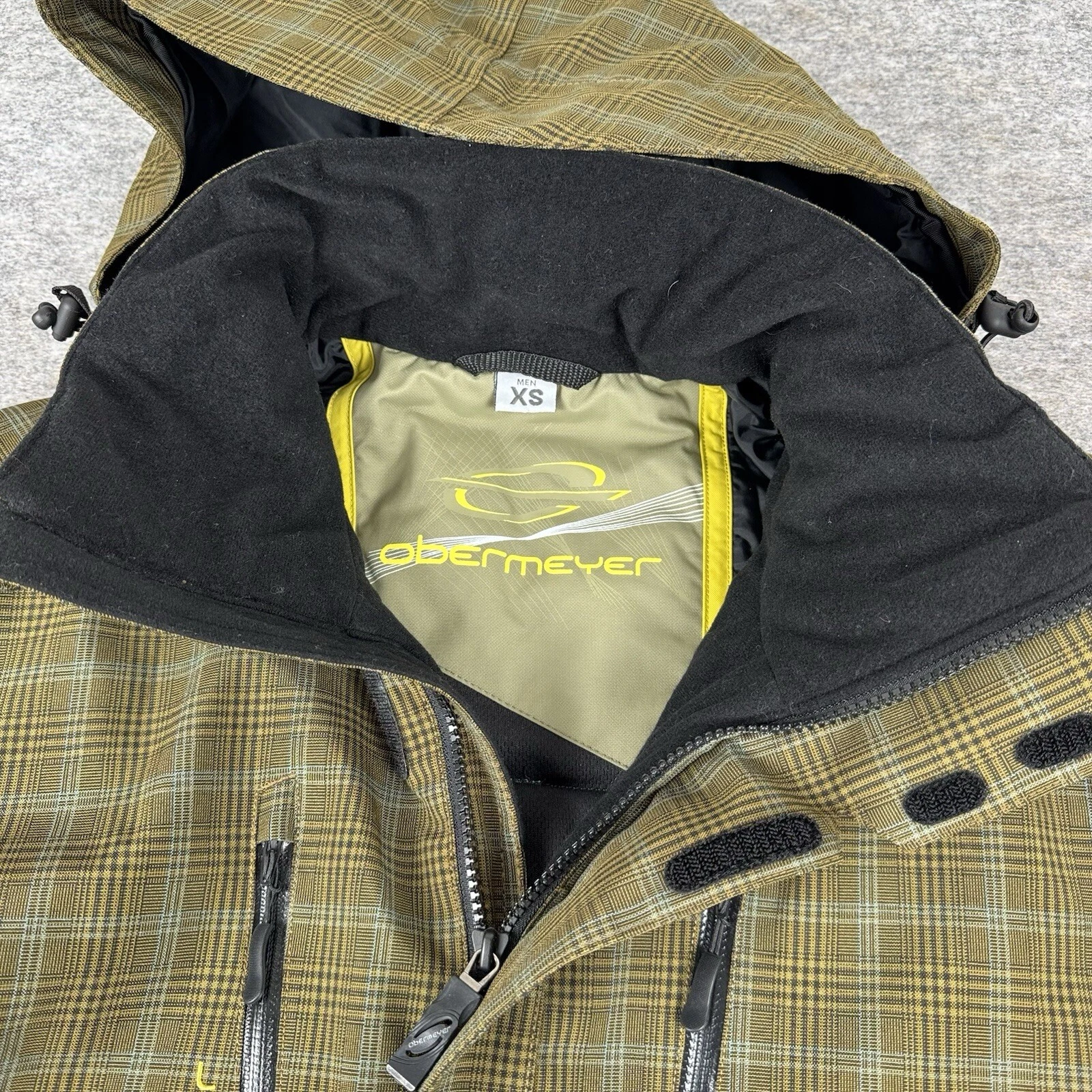 Obermeyer Ski Teton Jacket Plaid Green Nature Valley Logo Waterproof Mens XS image 8
