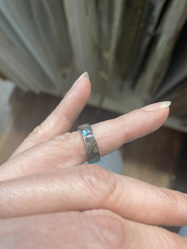 Abalone Ring Size 6 On Base Metal. Shell Ring. Paua Shell Ring Size 6