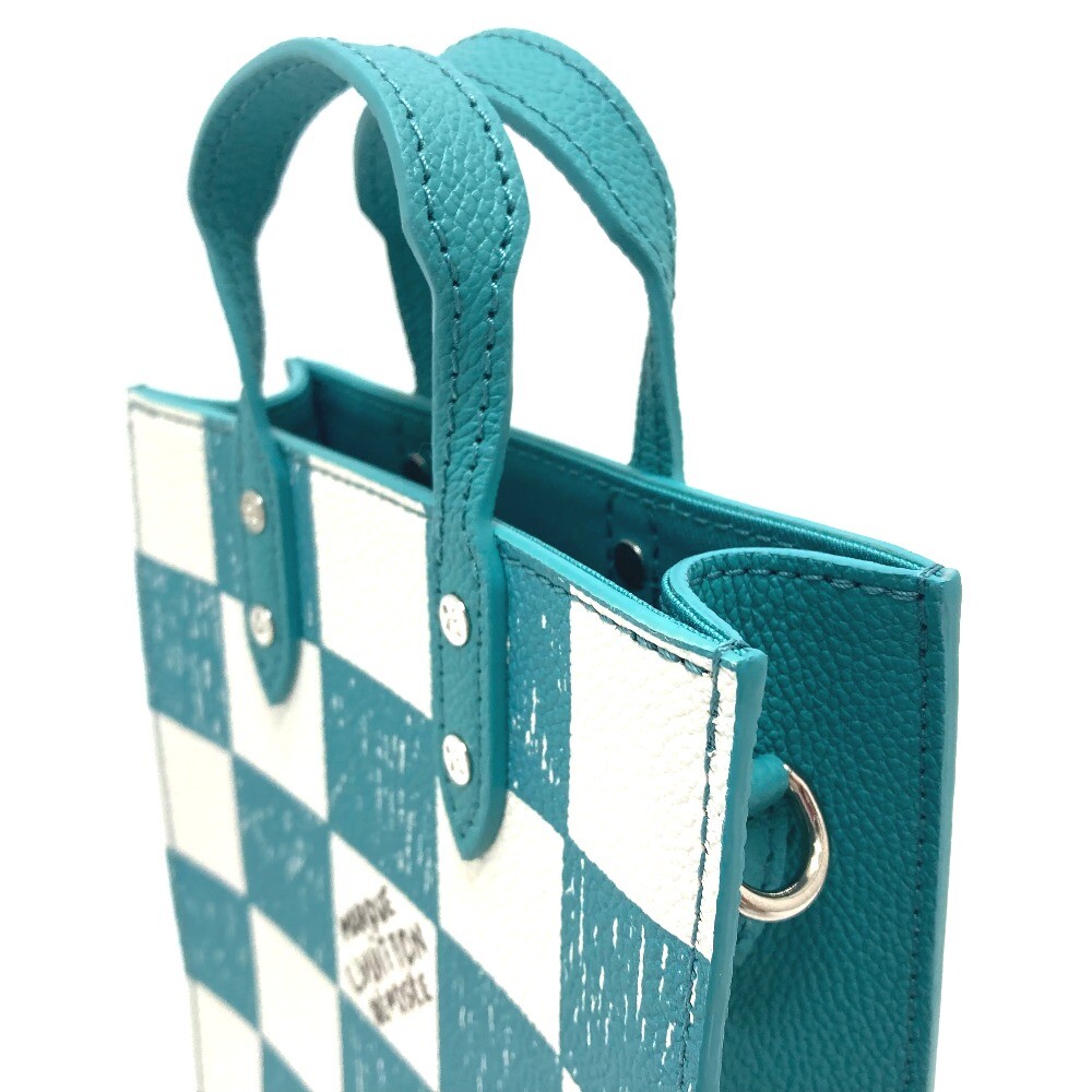 LOUIS VUITTON Sac Plat XS N60495 Damier Checkerboard White & Teal