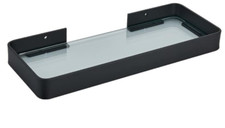 Rectangular Tempered Glass Bathroom Shelf Wall Mounted Aluminum Frame 25CM