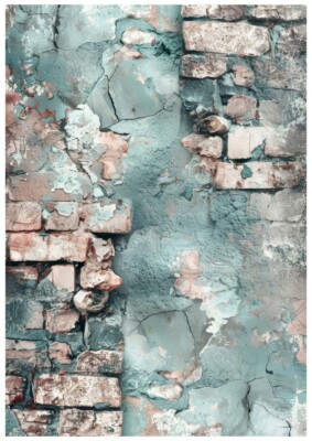 A3-Decoupage-Bastelpapier-Vintage blau-Wand-Steinmauer-17268