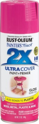 NEW CASE OF (6) RUSTOLEUM 249123 ULTRA COVER 2X GLOSS BERRY PINK SPRAY PAINT
