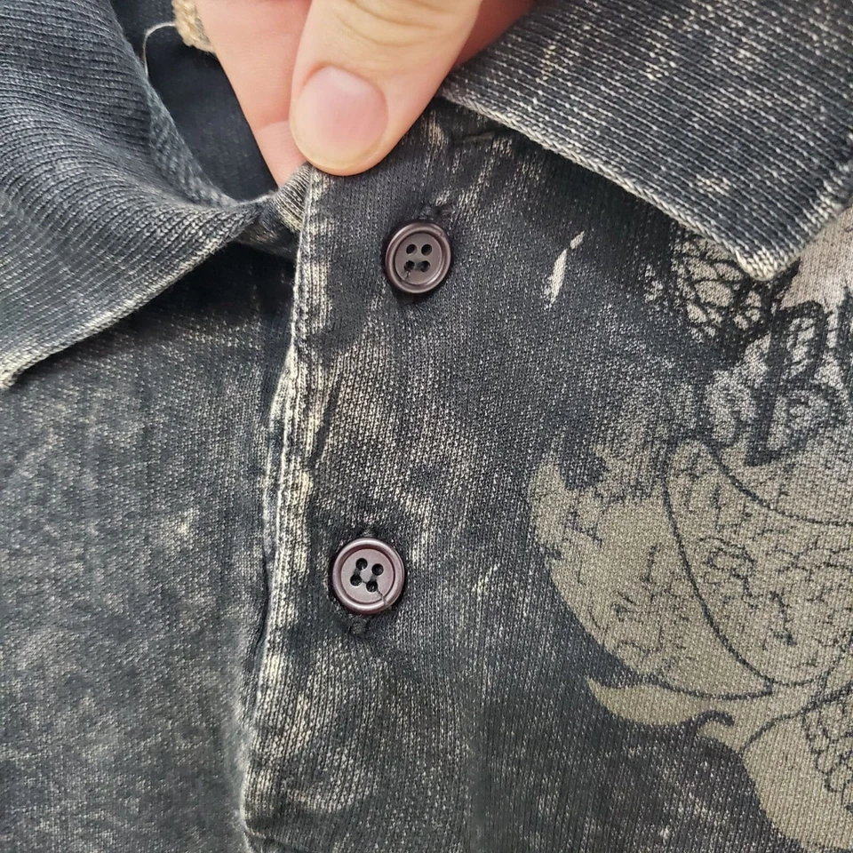 Polo Salvage Para Mujer Y2K Negro Envejecido Ácido Lavado Bastardos Tatuaje Gráfico M Foto 3 de 4