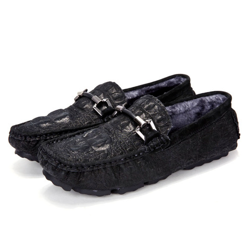 2021 Men's loafers plush keep warm soft moccasins winter suede driving shoes - Picture 13 of 15