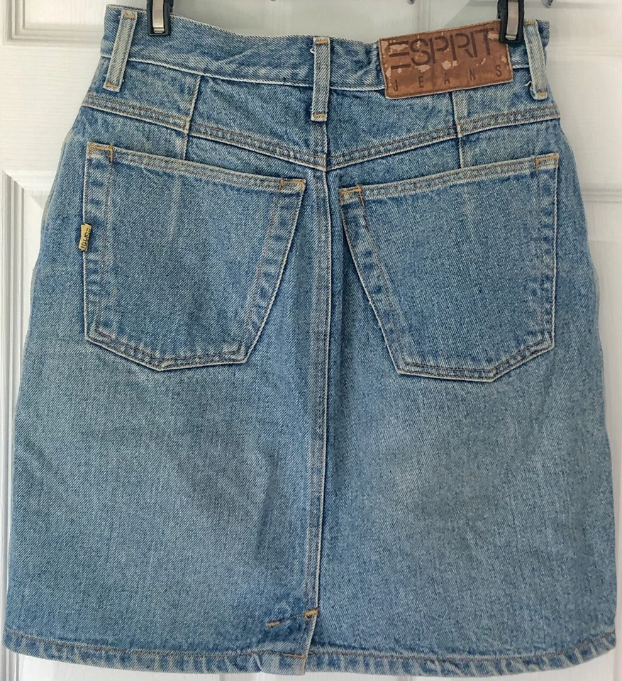 ESPIRIT JEANS DENIM SKIRT LADIES SIZE 9/10 Front Zip Up Button 5 POCKET Sz 9/10 - Image 3 of 4