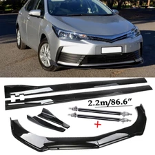 Front Bumper Lip Spoiler Chin Splitter Body Kit Glossy Black For Toyota Corolla