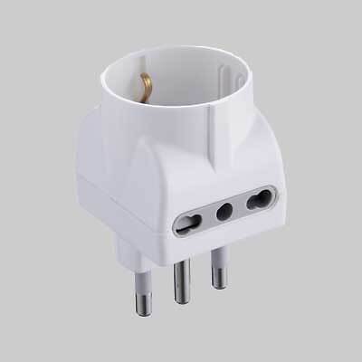 Adattatore triplo schuko/bivalente 2p+t - presa 10/16a 2p+t - colore nero ELECTR