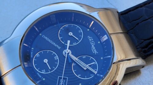 Raro Orologio Uomo St Dupont Cronografo Acciaio Quarzo - Foto 5 di 7