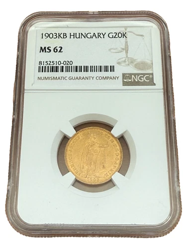 Hungary 1903 KB Gold 20 Corona NGC MS62