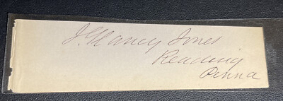 Jehu Glancy Jones Pennsylvania PA US Congress Representatives Signed Autograph