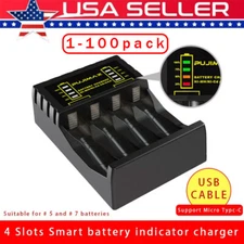 Universal USB Battery Charger 100%Fast Charger AA AAA Rechargeable Batteries LOT