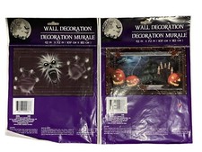 2x Halloween Mural Creepy Pumpkins Ghost Horizontal Wall Decoration 42  x 72  
