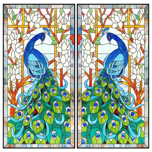 2 Roll Window Film Peacock Privacy Glass Decal Static Cling Window Decor Sticker Ebay