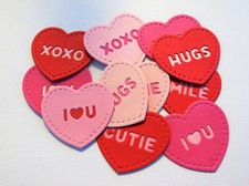 Valentines Conversation Hearts 10 Paper Die Cut Scrapbook Embellishments