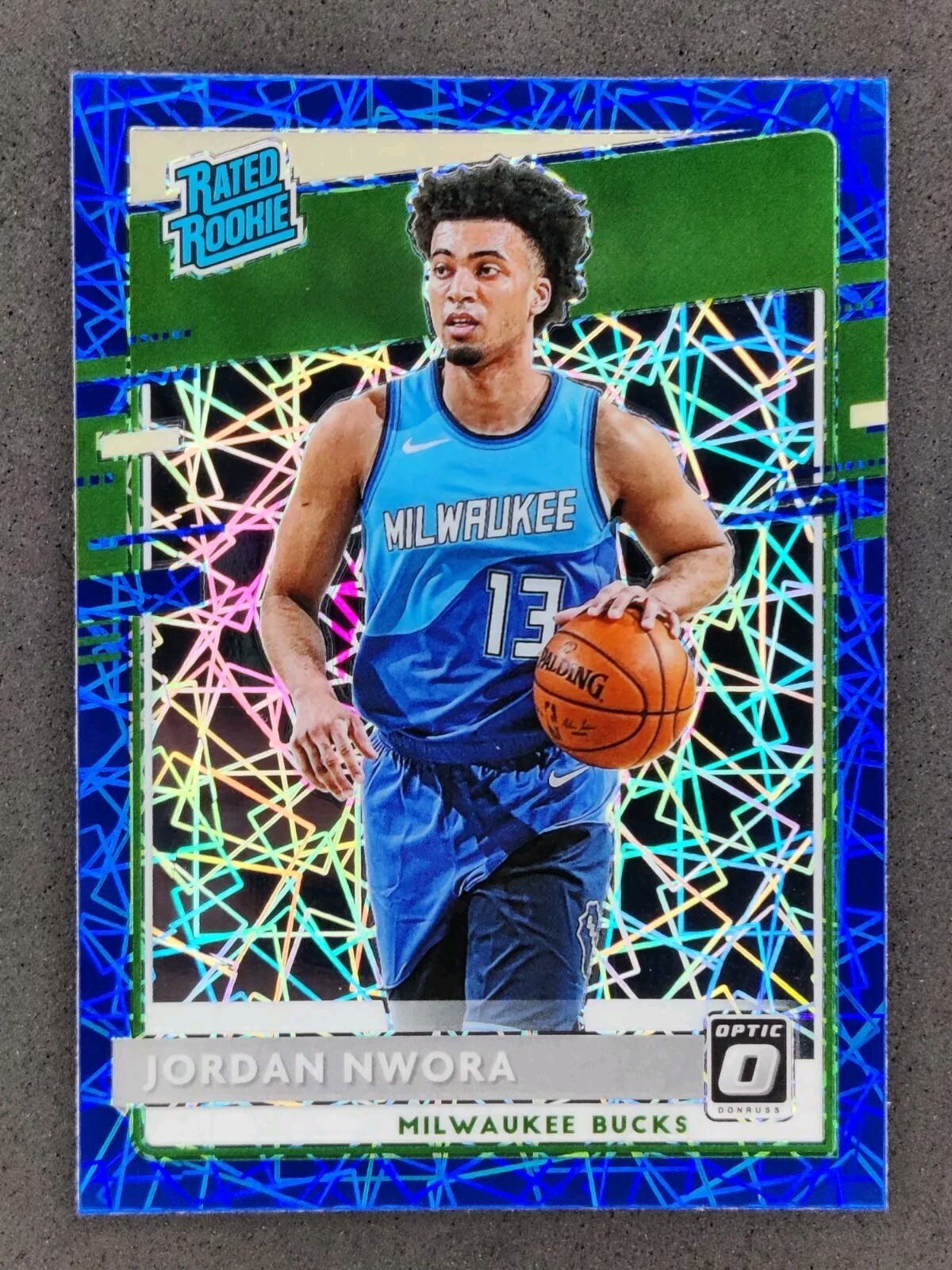 2020/21 Panini Optic JORDAN NWORA Rated Rookie Blue Velocity #189 Bucks RC - A