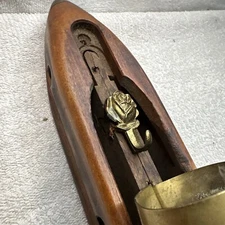 WATSON WILLIAMS Hard Wood BRASS Wool LOOM SHUTTLE BOAT Primitive Beautiful Rose