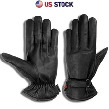 Men's Leather Police Top Quality Genuine Motorcycle Biker Driving Gloves Unlined