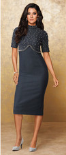 Size 14 Midnight Velvet Blue Formal Wedding Party Vallery Studded Denim Dress