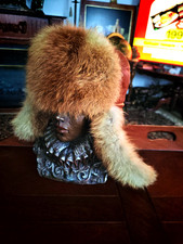 Fuchs Pelzmütze Leder Kappe Echtfell Mütze Rotfuchs Fell Wintermütze Red Fox Hut