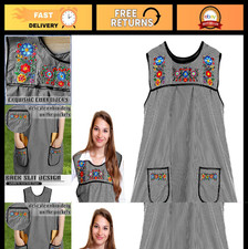 Beautiful Floral Embroidered Mexican Apron for Women - Deep Pocket Mandil Gift